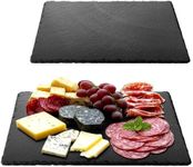 Navaris Slate Plates - Food Contact Safe Workmanship - Cheese Platter Grazing Board Rectangle Serving Plates - Slate Platters - Set of 2-38 x 28cm (15 x 11)