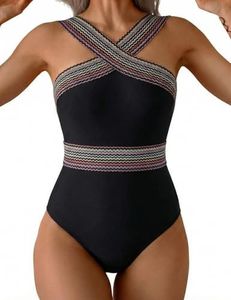 Hilor Swimsuits for Curvy Women Hollow One Piece Bathing Suits Flattering Swimming Suits Black Stripes XL/US14