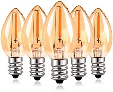 C7 E12 220V LED Candle Bulb, 0.5W Vintage Edison Small Replacement Light Bulb Replaces 7W Incandescent for Night Light/Coconut Fairy Lights, 2200K Super Warm Bulbs, 50 Lumens, Not Dimmable (Pack of 5)