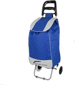 2 Wheels Shopping Trolley Foldable Oxford Fabrics Bags Luggage Folding Basket (Blue)