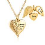 shajwo Cremation Jewelry Angel Wing Heart Urn Necklaces for Ashes Memorial Keepsake Pendant for Women Men,Son