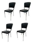 GOYALSON Office Guest Study Chair Visitor Student Study Chair Without Arm Home Chair Multipurpose with a Leather Cushion Steel Chrome Chair Set of 4 pcs.