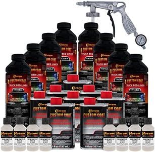 Custom Coat GM White 2 Gallon (8 Quart) Urethane Spray-On Truck Bed Liner Kit with Spray Gun and Regulator - Easy Mixing, Shake, Shoot - Textured Protective Coating, Prevent Rust - Car, Auto