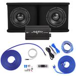 Skar Audio Dual 8" Complete 1,400 Watt SDR Series Subwoofer Bass Package - Includes Loaded Enclosure with Amplifier