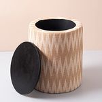 nestroots Storage Ottoman for Sitting Stool for Living Room Furniture Ottoman pouffes for Sitting |Wooden Stool with Lid Puffy Foot Stool with Home Furniture (19 inch Beige and Cream)