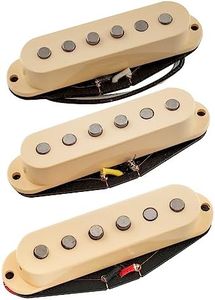 Artec SSA-12 Vintage Style Staggered Alnico 5 Single Coil Neck Middle Bridge Pickup Set for Strat Style Electric Guitar, Cream