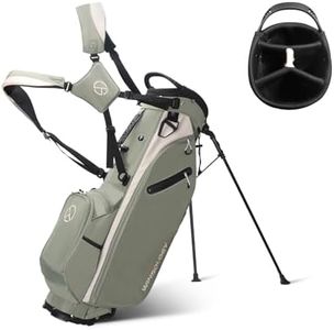 T WINSOLOGY Winsology Golf Ultra Lite Stand Bag, 4.2LB/1.9KG Lightweight Golf Club Bag with 8 Pockets, Cooler Pouch, Foldable Base for Men & Women (Sage Grey/Cream)