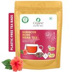 iOrganic Hibiscus Rose Herbal Tea Bag Low Caffeine Wellness Tea Pure Herbal Blend Eco Friendly Plastic Free Tea Bags Whole Loose Leaf Tea Bags (25 Tea Bags)