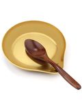 VanlonPro Stainless Steel Spoon Rest, Spatula Ladle Holder, Stainless Steel Utensil Spoon Rest Holder, Brushed Finish, Dishwasher Safe 5.9 x 5.1 Inch (Round Gold 1PC)