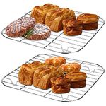 Small Cookie Cooling Racks Pack of 2,Square Wire Rack 9.84 x 9.84 for Cooking Baking Roasting Grilling Drying, Oven & Dishwasher Safe 100%