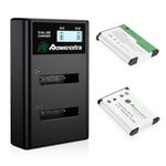 Powerextra NP-45 NP-45A Battery 2X1300mAh and Dual LCD Charger,Compitable for Fujifilm np45a Battery NP-45B NP-45S XP20 XP30 XP50 XP60 XP70 XP80 XP90 XP120 XP130 T350 T360 T400 T500 T550 JX500 JX520