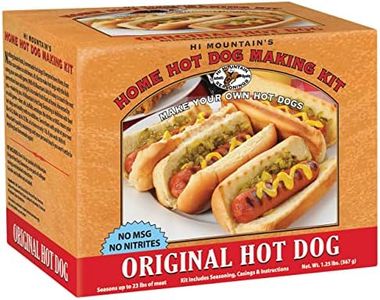 Hi Mountain Seasonings ǀ ORIGINAL HOT DOG Making Kit ǀ Includes Seasoning, Collagen Casings, and Simple-to-Follow Directions ǀ Creates 23 lbs of Delicious Hot Dogs