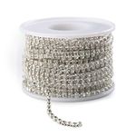 Fringe Trim 10 Yards 2.8mm Diamante Trim with Diamante Crafts Rhinestone Chain,Silver Rhinestones for Clothes,Jewellery Making, Bags,Shoe,Wedding Dress Decoration (Silver Chain)