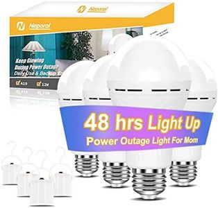 Neporal LITE Emergency Rechargeable Light Bulbs A19, Light Up to 48 hrs, Battery Operated Light Bulb, 5000K E26 LED Bulb, Emergency Lights for Home Power Failure