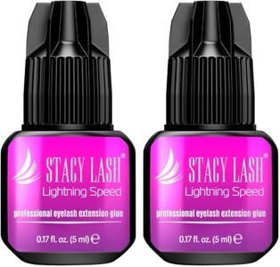 STACY LASH Lightning Speed Eyelash Extension Glue 5ml /0.17 fl.oz / 0.3 Sec Dry/Retention – 6-8 Weeks/Extra Strong Black Adhesive/Lash Tech Supplies (Pack of 2)