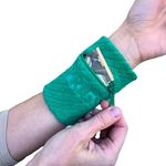 Sprigs Sweatband Wristband Wallet - Wallet Wrist Band - Wrist Band Zipper - Wrist Band with Zipper Pocket & Running Key Holder - Pocket Wristband for Keys/Cash/Card/ID - Jade Green SM/MD