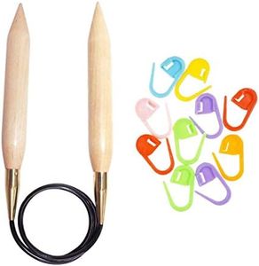 Knitter's Pride Jumbo Knitting Needles Circular 32 inch (80cm) US 65 (30.0mm) Bundle with 10 Artsiga Crafts Stitch Markers 400191