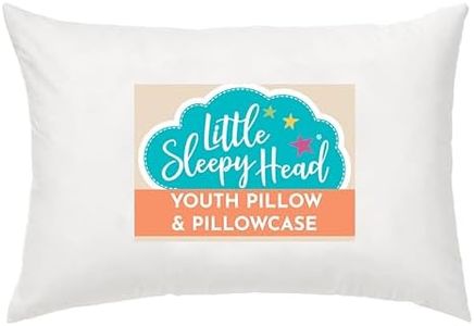 Little Sleepy Head Youth Pillow with Pillowcase 16x22, Soft Jumbo Toddler Pillow, Kids Pillow & Hypoallergenic Pillow Case - Best Kids Pillows for Sleeping, Perfect Kids Travel Pillow (White)