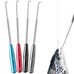 Risipu 4 PCS Fishing Hook Quick Release, Stainless Steel Hook Removal Tool Kit with Storage Tube, Adult Fishing Safety Equipment (Black,Silver,Red,Blue)