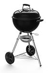 Weber Original Kettle Charcoal Grill Barbecue, 47cm | E-4710 BBQ Grill with Lid Cover, Thermometer, Stand & Wheels | Freestanding Outdoor Oven & Cooker with Porcelain-Enamelled Bowl - Black (13101004)