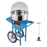 VEVOR Electric Cotton Candy Machine with Cart, 1000W Commercial Candy Floss Maker with Cover, Stainless Steel Bowl, Sugar Scoop and Drawer, Perfect for Home, Kids Birthday, Family Party, Blue