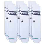 Stance Crew Sock - Basics - 6 Pack (White, Large)