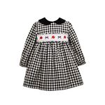 Bonnie Jean Holiday Christmas Dress - Smocked Black and White Check for Baby, Toddler and Little Girls, 3T