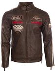 Aviatrix Men's Super-Soft Real Leather Band Collar Patch Fashion Biker Jacket (CXUS) 4XL