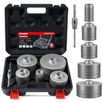 DAYDOOR Concrete Hole Saw Kit, 6PCS Drill Hole Cutter Set with 40/65/80/100/125mm Hole Drill Bits, Masonry Hole Saw Kit for Concrete Brick Cement Stone Wall Drilling