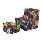 Ready Steady Bed Kids Bean Bag Chair With Footstool | Child Play Safe Soft Seat Playroom Sofa | Ergonomically Designed Toddler Armchair | Comfy Children Furniture (Africa)