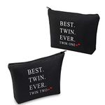 MBMSO Twin One Twin Two Gifts Best Twin Ever Gifts Makeup Bag Set of 2 Twins Gifts for Sister Cosmetic Bag(Twin One Twin Two Set)