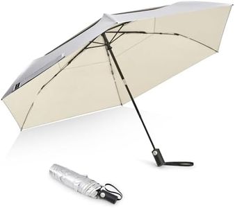 G4Free Travel Umbrella UG4Free Travel Umbrella Ultralight UPF 50+ UV Protection Compact Sun Umbrella, Double Canopy Super Slim Small Portable Automatic Anti-bounce Close UV Blocker(Beige)