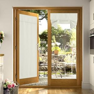 NICETOWN Linen Blackout French Door Curtains, Thermal Insulated Privacy Door Curtains for Door Window, Front Door Shade for Glass Door, Tie Up Shades Window Covering, 36 X 72 Inches, Natural, 1 PC