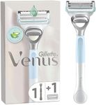 Gillette Venus Women's Razor Plus 1 Razor Blade Refill with Precision Trimmer, Designed for Pubic Hair and Skin, Blue, 1 Count (Pack of 1)