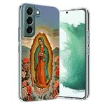 Mavzihok Clear Phone Case Suitable for Samsung Galaxy S22+ with Guadalupe Virgin Mary Catholic Pattern Four Corner Reinforced Shockproof and Protective Phone Cover Case