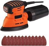 Mouse Sander, 12Pcs Sandpapers, 12000 RPM 130W Detail Sanders with Dust Collection System for Tight Spaces