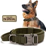 Tactical Dog Collar, Military Nylon Dog Collar Thick with Handle Dog Collars Adjustable Heavy Duty Metal Buckle for Dog Training (Green, M)