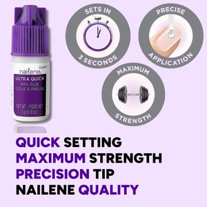 Nailene Ultra-Quick Nail Glue, Clear, 3g – Fast Drying Adhesive
