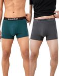 DAMENSCH Men's Regular Fit Cotton Basic Solid Trunks | Combed Cotton, Stretchy Fabric, Anti-Bacterial and Microfibre Waistband, Underwear for Men, Innerwear Men-Charcoal Dust,Teal Trust-M