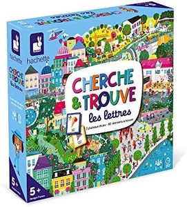 Janod - Cherche et Trouve Les Lettres - Jeu de Société Enfant - Jeu Pédagogique - Jeu pour la Famille - Dès 5 ans, J02436, Blanc