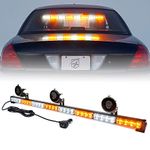 Xprite 35.5" White & Yellow 7 Modes Traffic Advisor Emergency Warning Vehicle Strobe Light Bar Kit