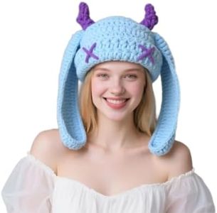 Knit Beanie Hats Cute Bunny Long Ears Funny Hat Winter Cap Warm Knit Rabbit Crochet Skull Cap Outdoor Slouchy Hat ski hat