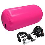 GLANT Air Mat Tumble Track AirSpot - Gymnastics Training Springboard - Round Inflatable Springboard (Air Roller-Pink（WIth Pump), (Diam)23.6in*（H）39.4in)