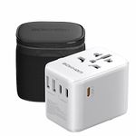 Worldwide Travel Adapter with USB C PD 30W Fast Charging, (3 USB C 2 USB-A) Universal Socket Dual 10A Fuses Surge Protection All In One International Adapter - EU UK US AU Plugs