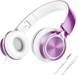 Kids Headphones, AILIHEN Headphones for School Girls Wired On-Ear Headsets with Microphone for Chromebook Laptop Computer, Foldable Adjustable Teen Headphones, Tangle-Free, 3.5mm Jack (Purple)