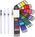 MEEDEN Watercolor Paint Set - 42 Assorted Colors Foldable Paint Set with 4 Brushes - Travel Pocket Watercolor Kit for Students Adults Beginning Artist Watercolor Painters Field Sketch Outdoor Painting