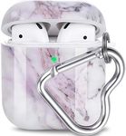 Airpods Case, OTOPO Cute Marble Airpods Accessories Protective Hard Case Cover Portable & Shockproof Women Girls Men with Keychain for Airpods 2/1 Charging Case (Lavender Purple)