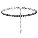 Black Tennis Bracelets for Women Bling CZ Diamond 7.5'' Stainless Steel Chain Bracelet Gift for Her Girlfriend