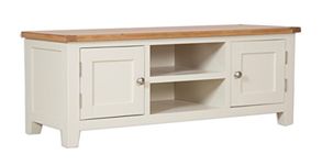 Oak and Pine Online Dorset French Ivory/Cream Painted Oak & Pine Flatscreen Plasma Tv Unit Bench Cabinet Living Room Furniture