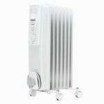 STATUS Oil Filled Radiator, 7 Fin Oil Heater, 1500W Electric Radiator Heater, OFH7-1500W1PKB,White
